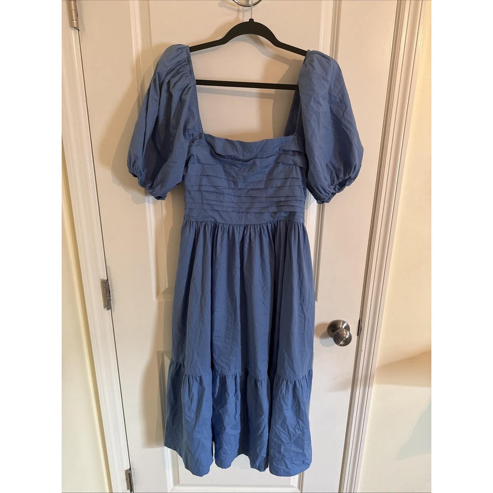 Abercrombie & Fitch Women's Peasant Midi Emerson Dress Small Cottagecore Blue